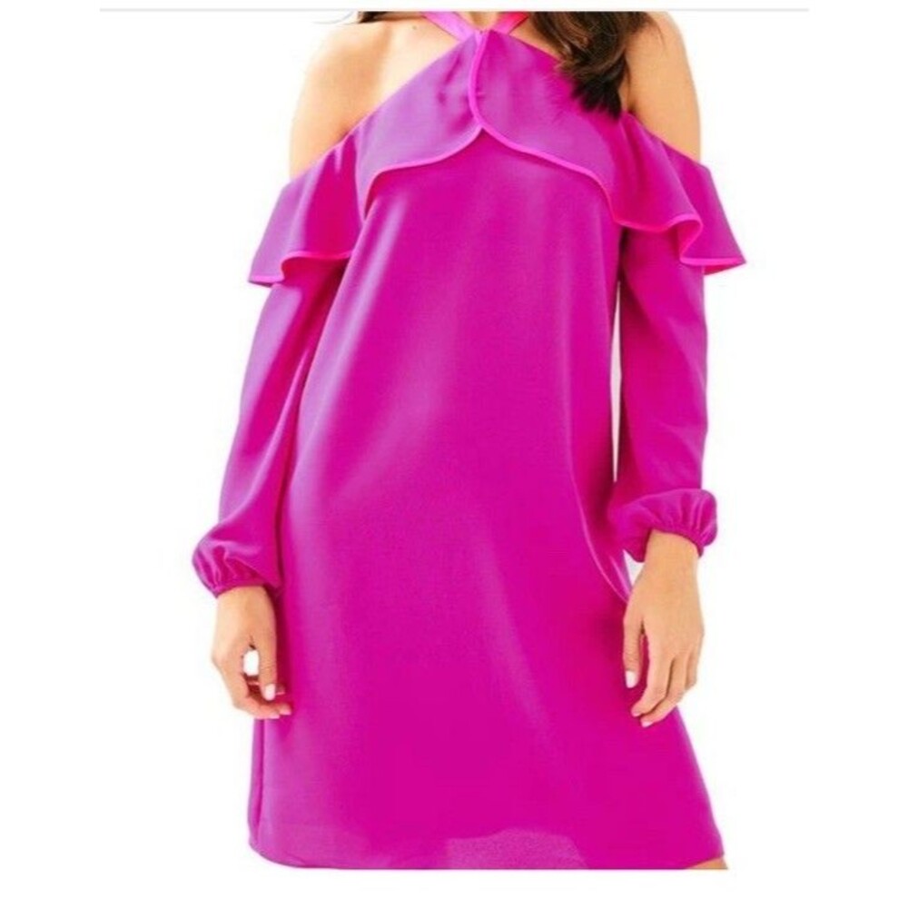 Lilly Pulitzer Abrielle Pink Cold Shoulder Shift Dress 0 EUC NWOT